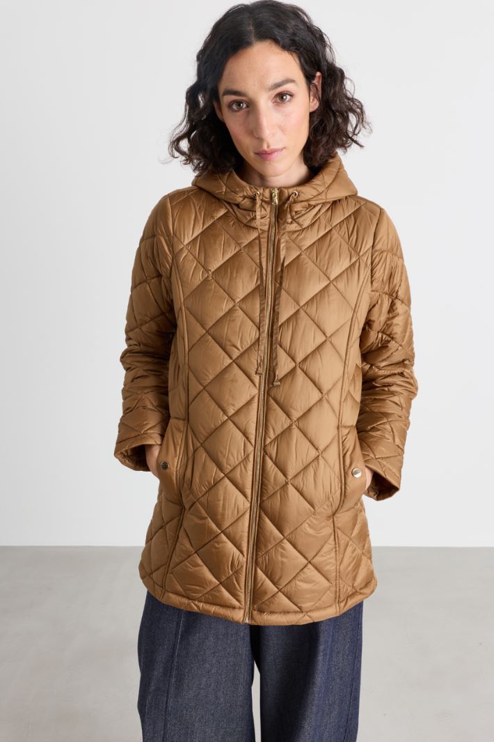 Hooded padded jacket - CAMEL - Intrend - 2