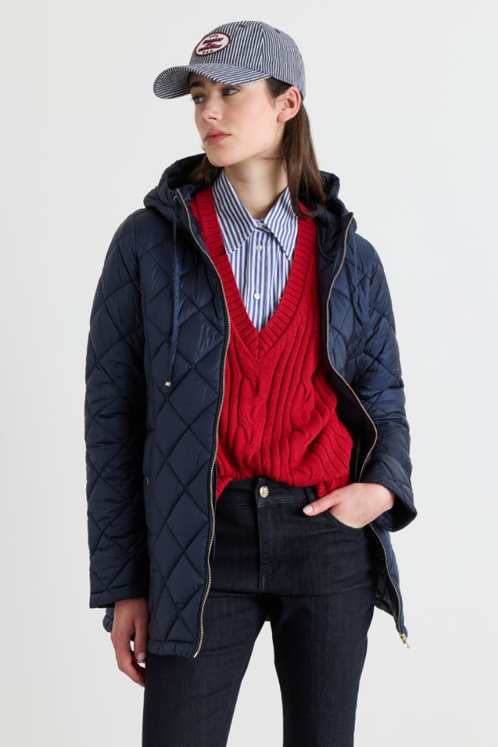 Hooded padded jacket - BLUE - Intrend - 2