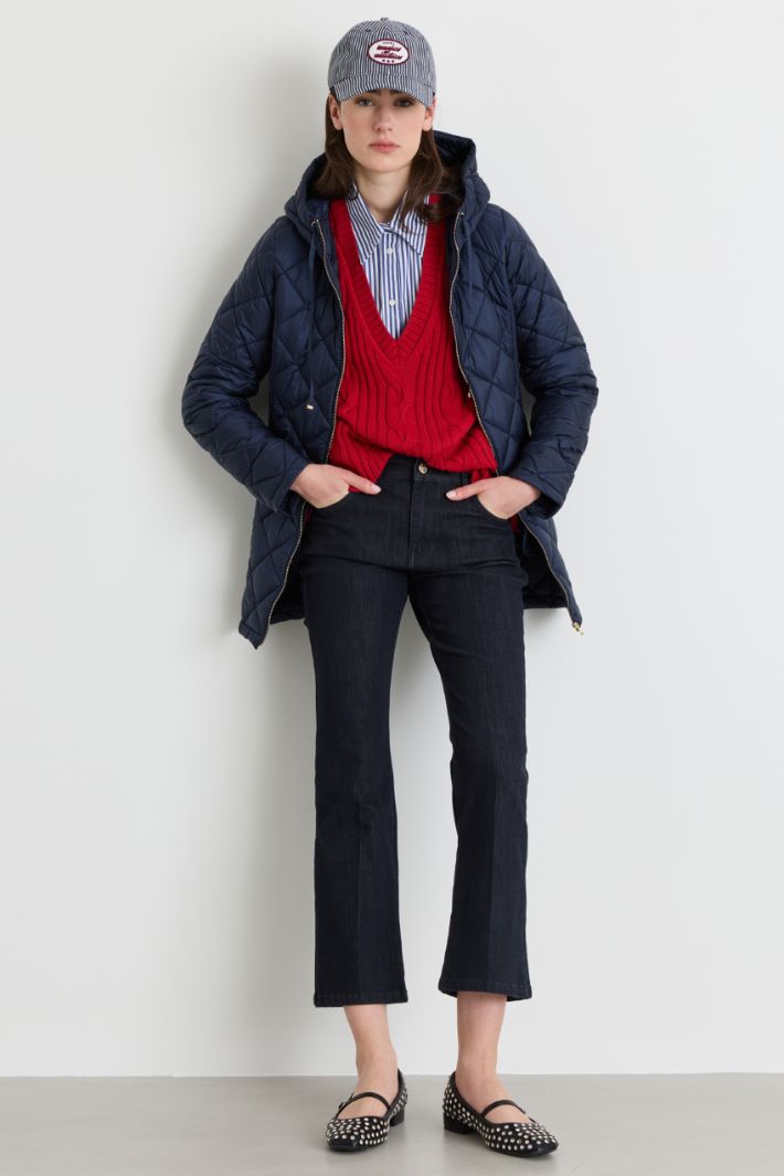 Hooded padded jacket - BLUE - Intrend