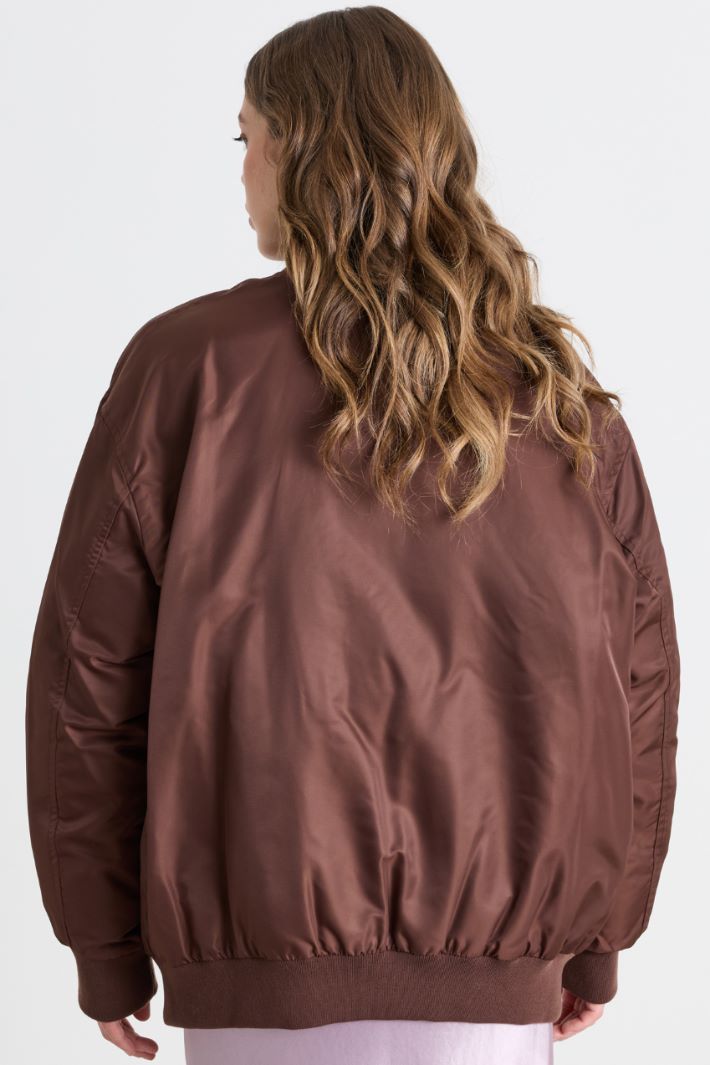 Cropped padded bomber jacket - BROWN - Intrend - 4