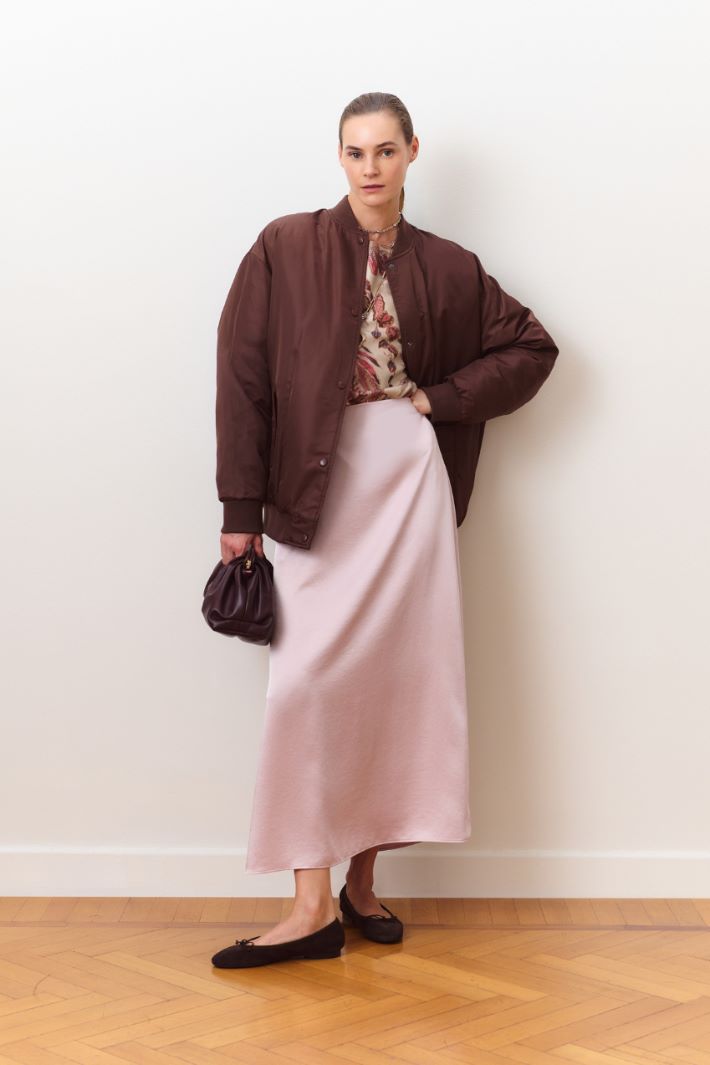 Cropped padded bomber jacket - BROWN - Intrend - 5