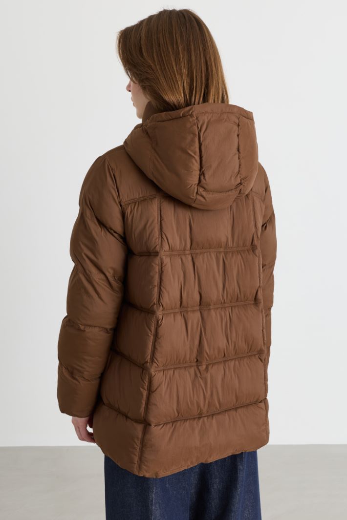 Hooded padded jacket - BROWN - Intrend - 4