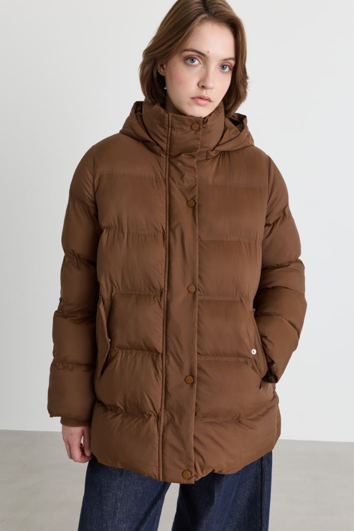 Hooded padded jacket - BROWN - Intrend - 2