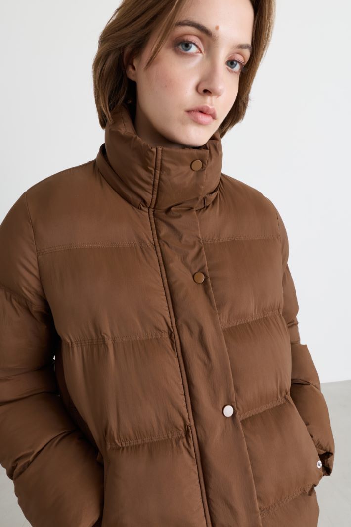 Hooded padded jacket - BROWN - Intrend - 3