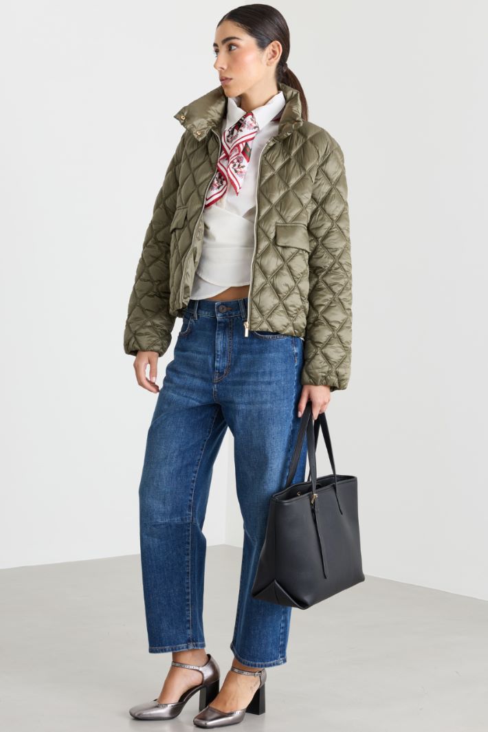 Quilted Padded Jacket - GREEN - Intrend