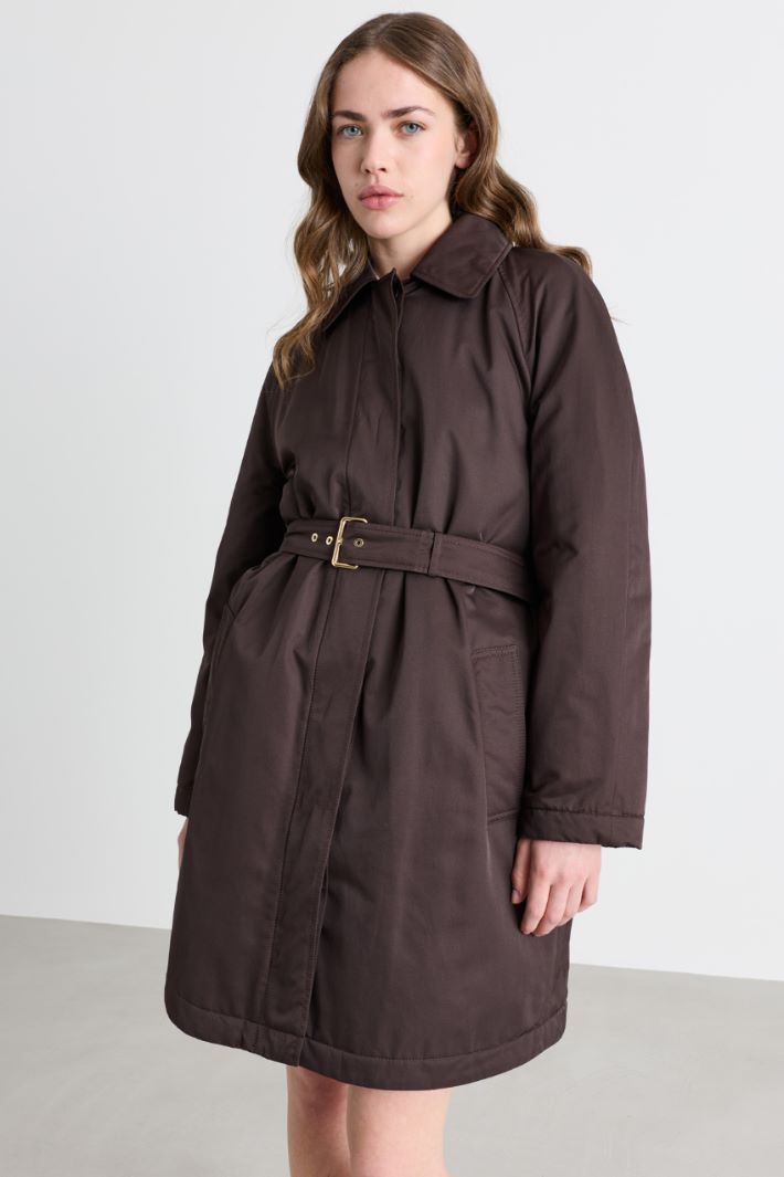 Padded water-repellent trench coat - BROWN - Intrend - 2