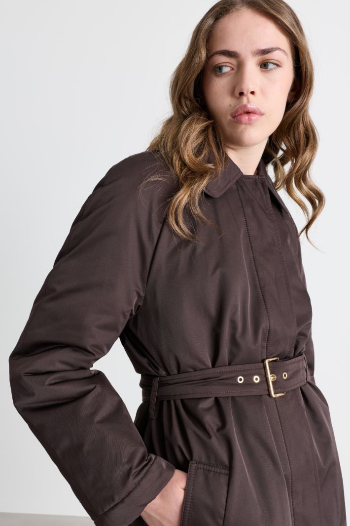 Padded water-repellent trench coat - BROWN - Intrend - 3