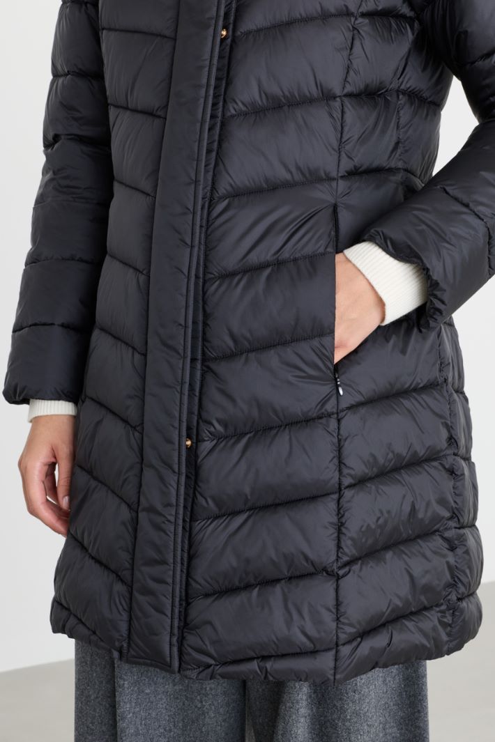 Hooded Padded Jacket - BLACK - Intrend - 3