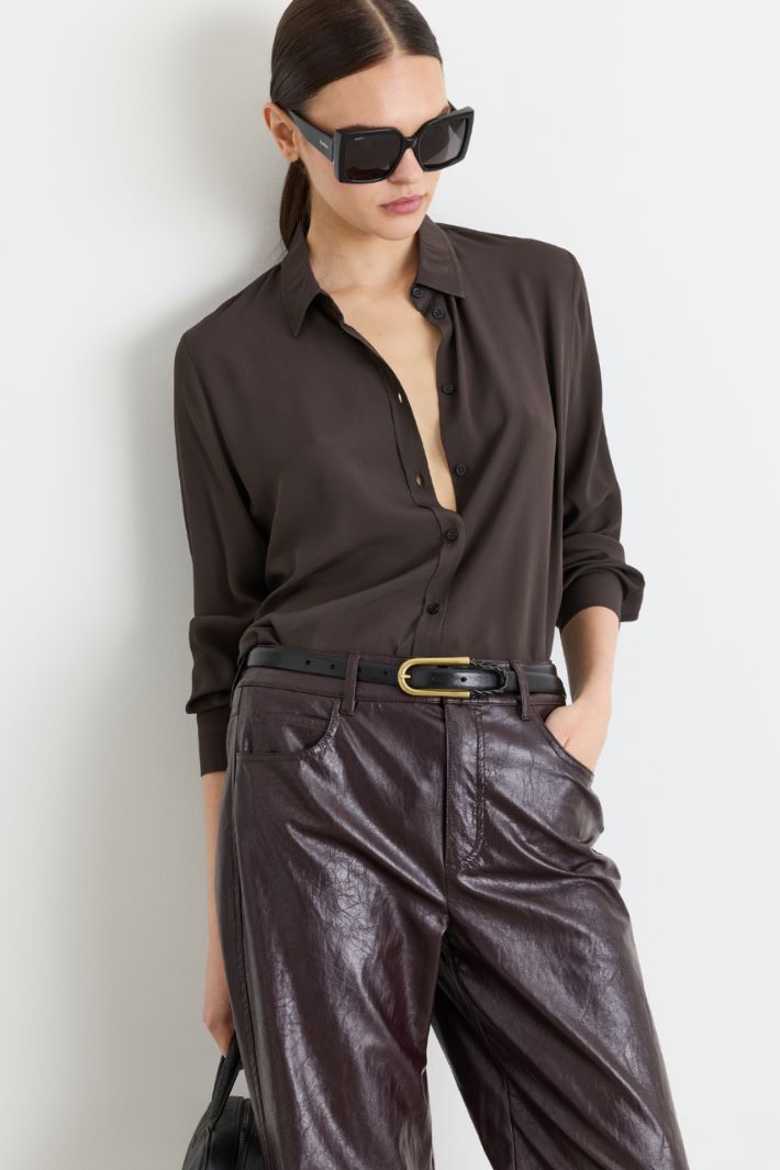 Thin Leather Belt - BLACK - Intrend - 3