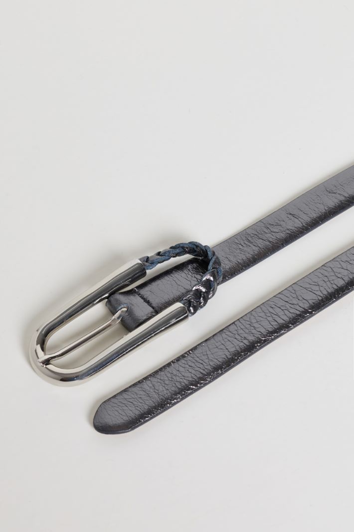 Thin Leather Belt - SILVER - Intrend - 2