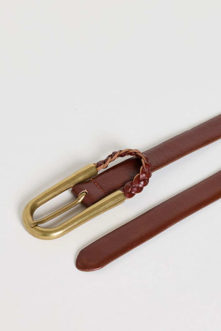 Thin Leather Belt - BROWN - Intrend - 2