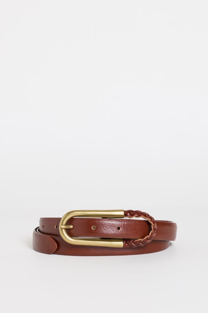 Thin Leather Belt - BROWN - Intrend