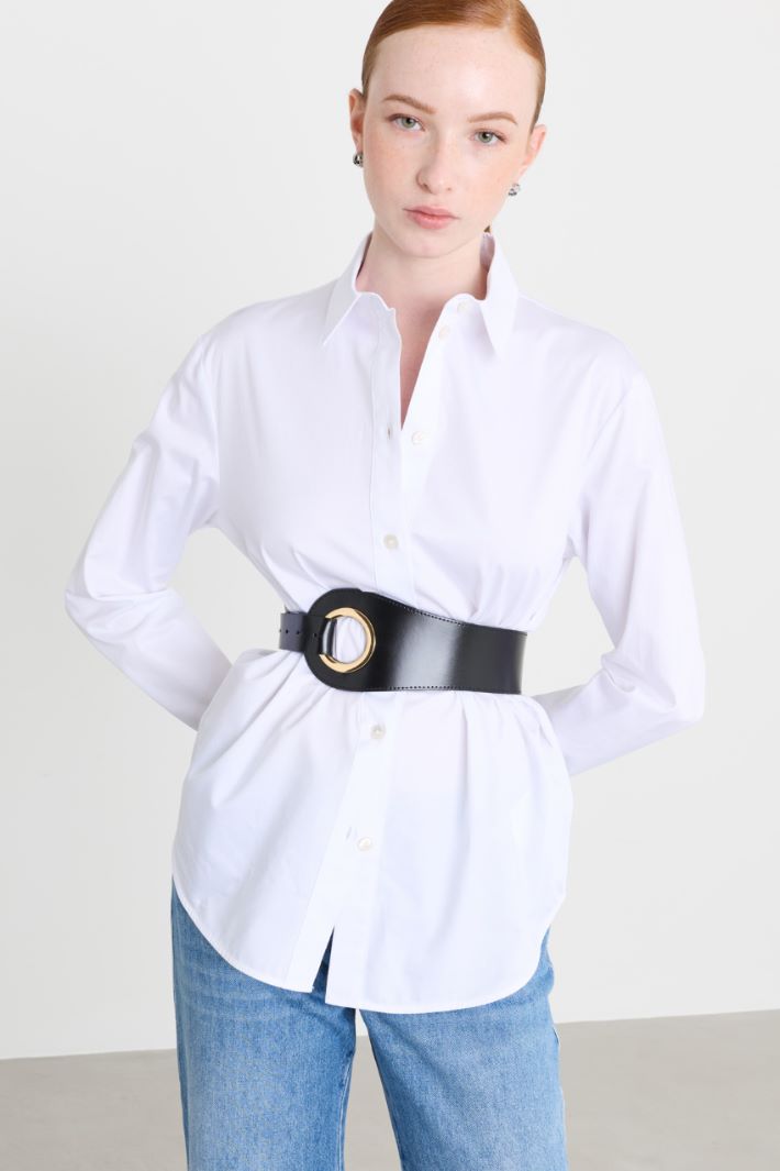 Asymmetrical Leather Belt - BLACK - Intrend - 3