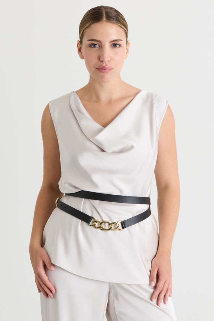 Double-wrap leather belt - BLACK - Intrend - 3