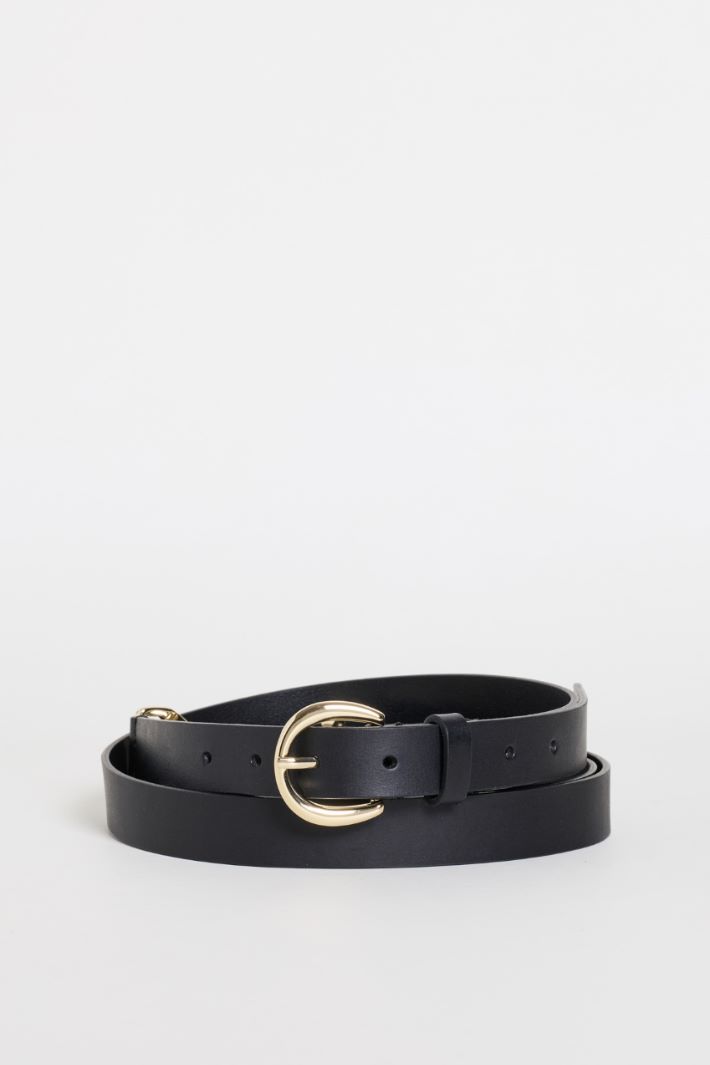 Double-wrap leather belt - BLACK - Intrend