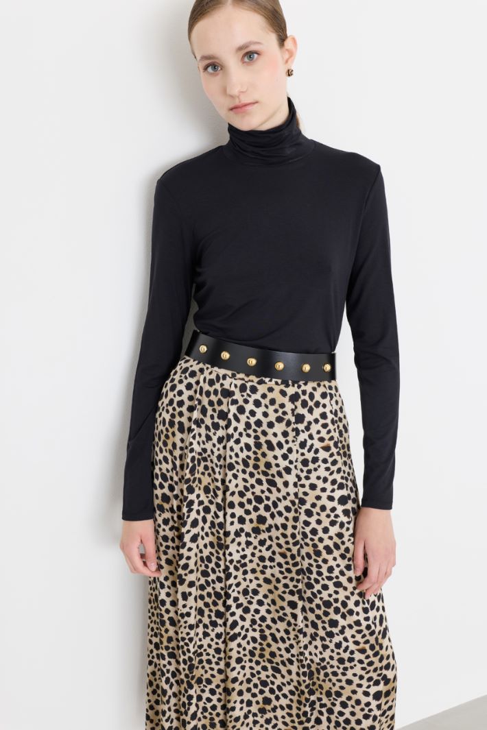 Leather belt with studs - BLACK - Intrend - 3