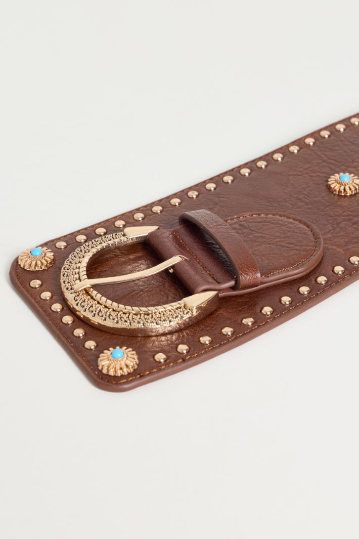 Wide belt with studs - BROWN - Intrend - 2