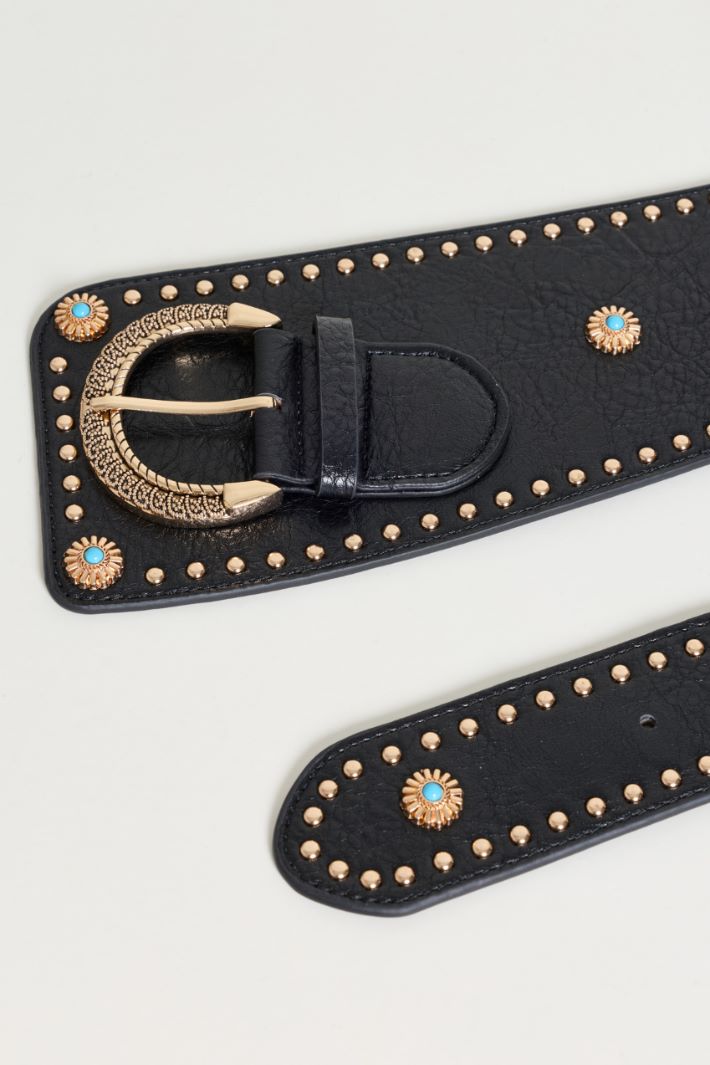 Wide belt with studs - BLACK - Intrend - 2