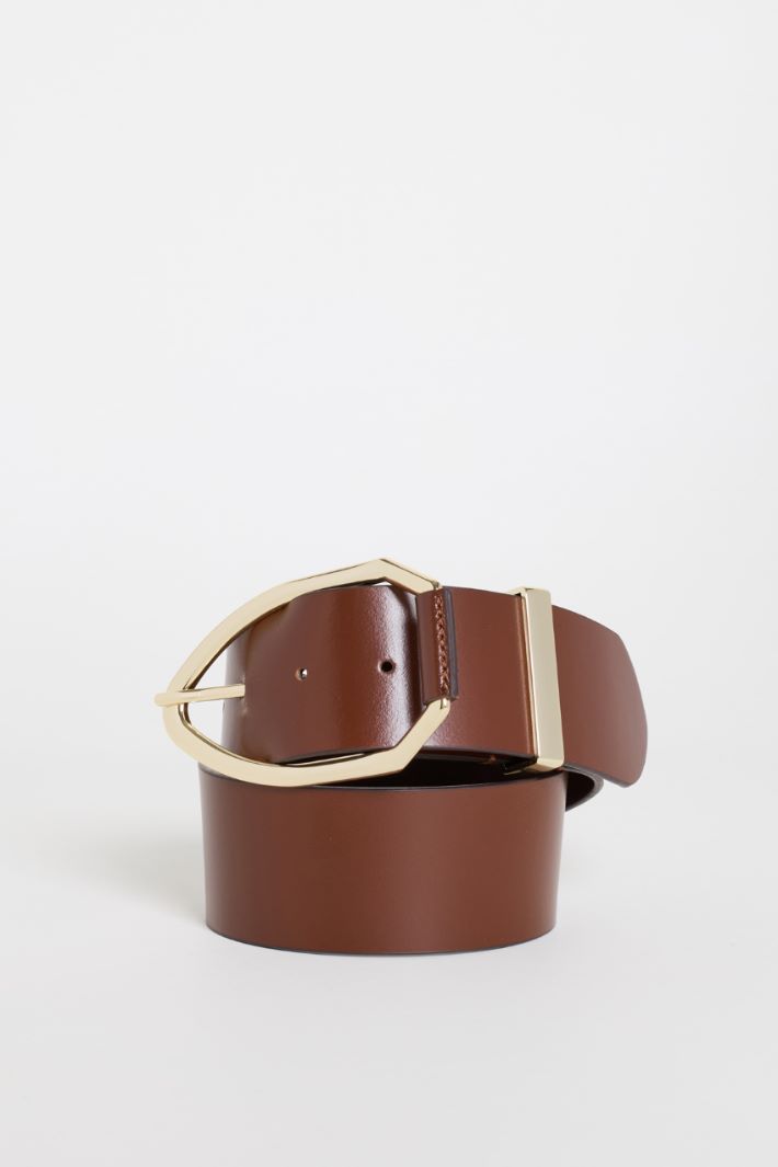 Geometric buckle belt - BROWN - Intrend