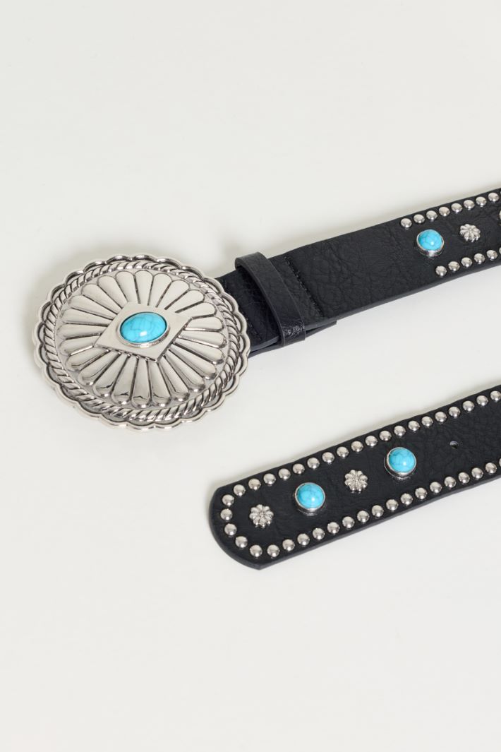 Jewelled and Studded Belt - BLACK - Intrend - 2