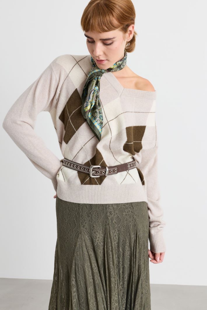 Cintura con occhielli e borchie - MARRONE ARGENTO - Intrend - 3