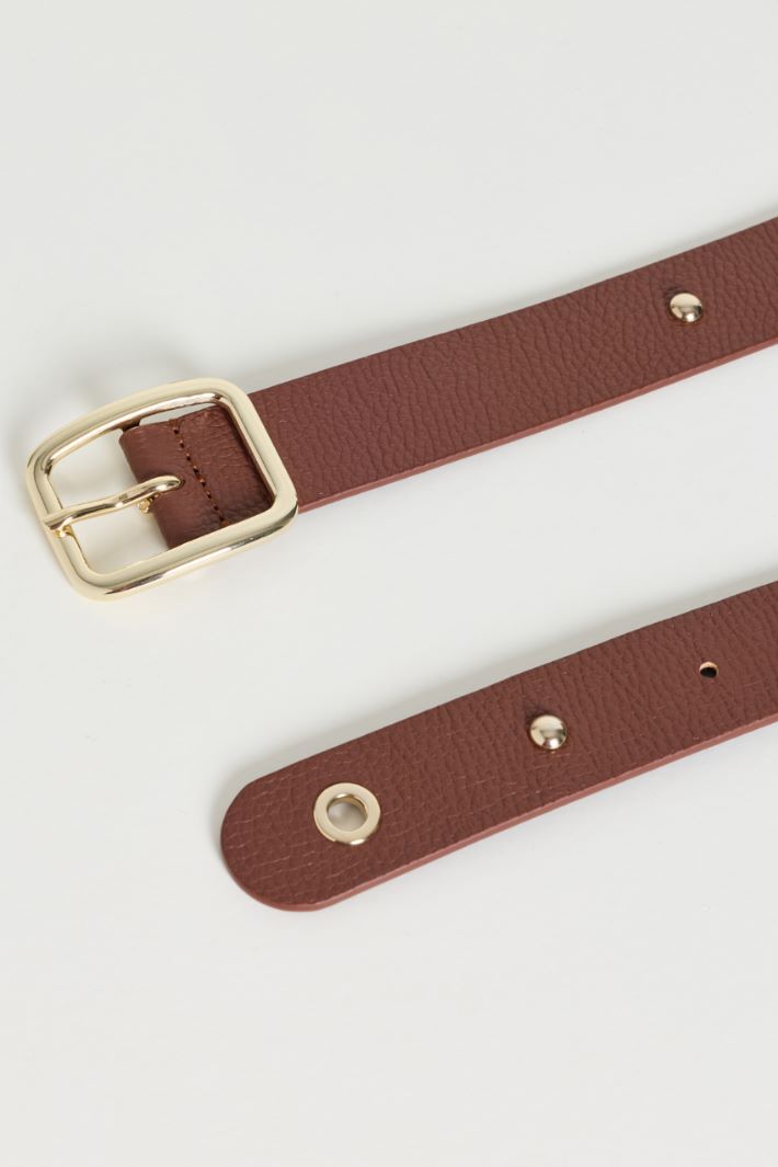Stud and eyelet belt - BROWN - Intrend - 2