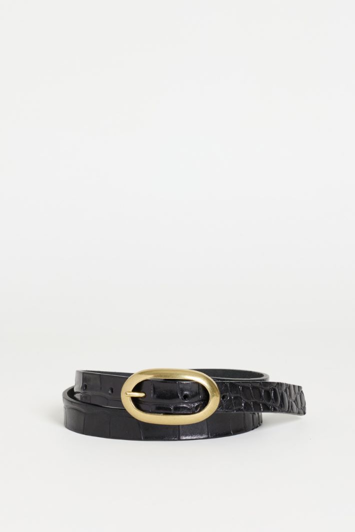 Croc-embossed belt - BLACK - Intrend