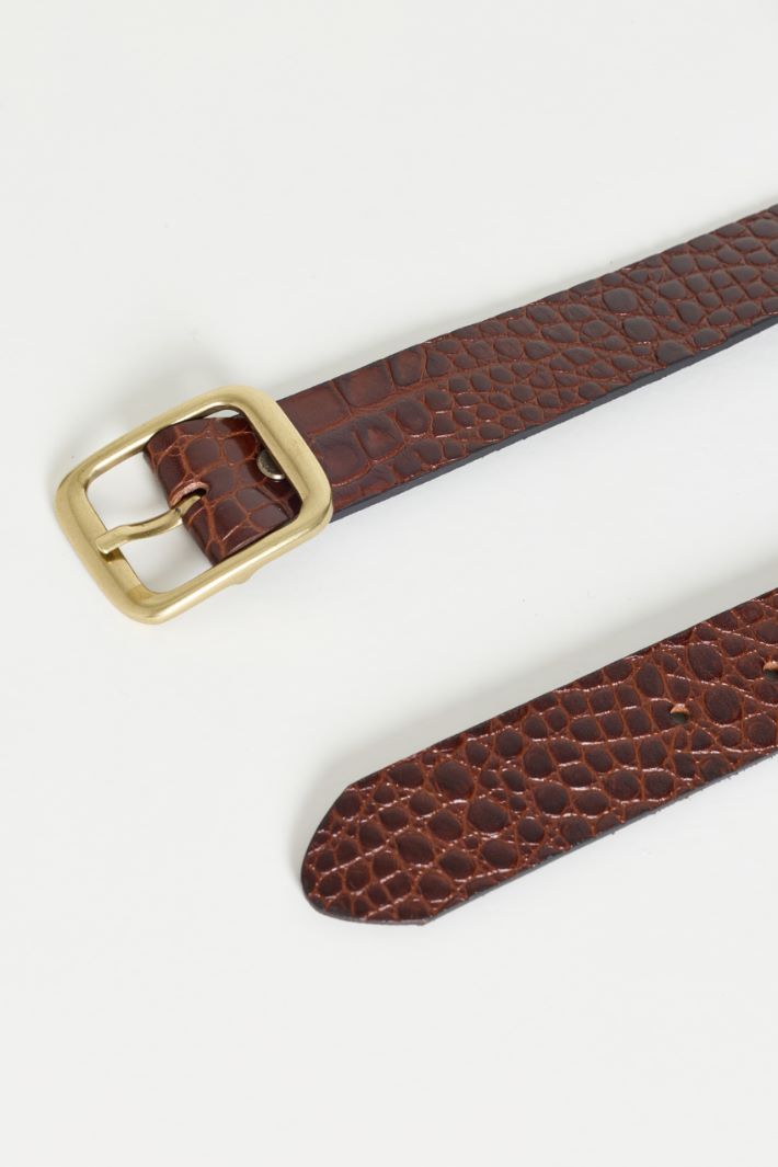 Ceinture façon crocodile - MARRON - Intrend - 2