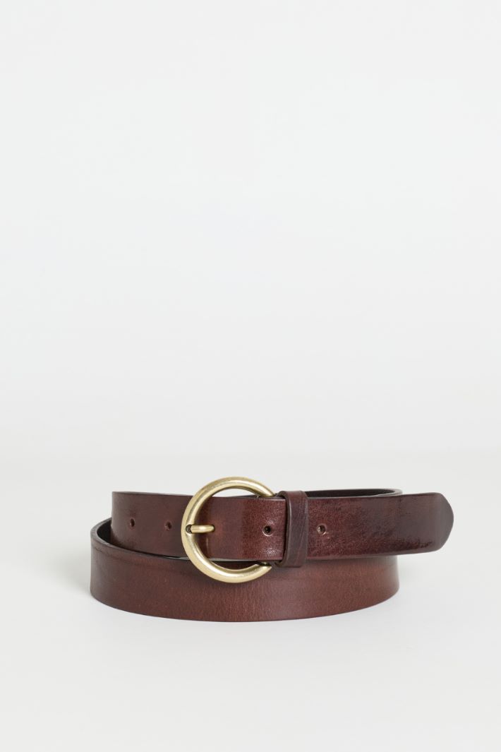 Leather belt - BROWN - Intrend