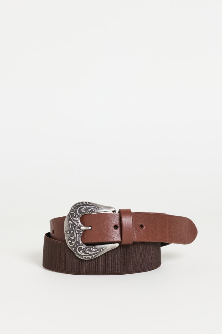 Engraved buckle belt - BROWN - Intrend