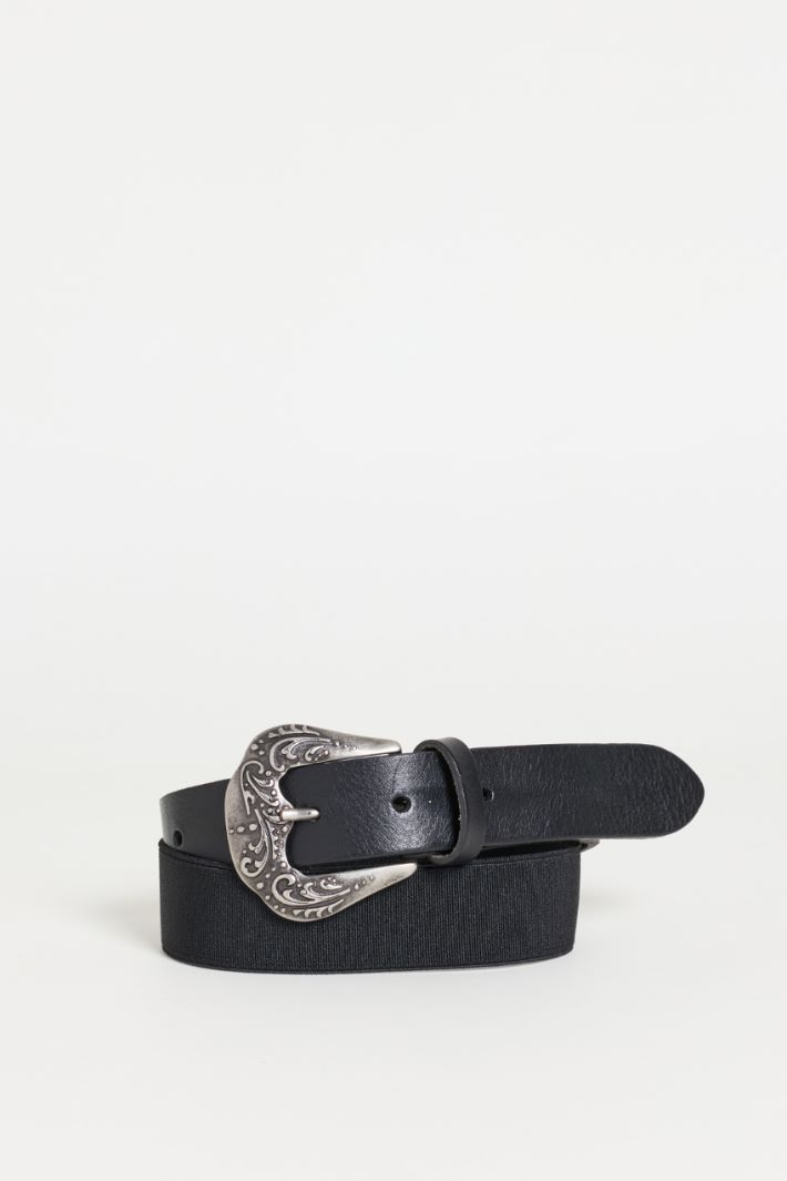 Engraved buckle belt - BLACK - Intrend