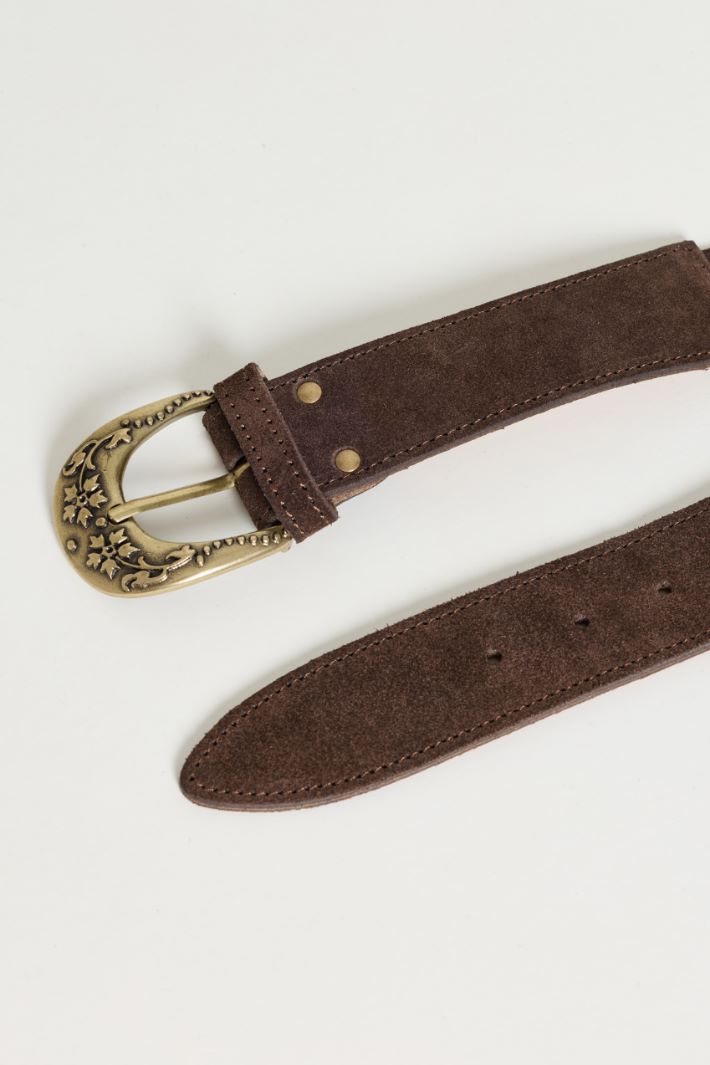 Suede belt - BROWN - Intrend - 2