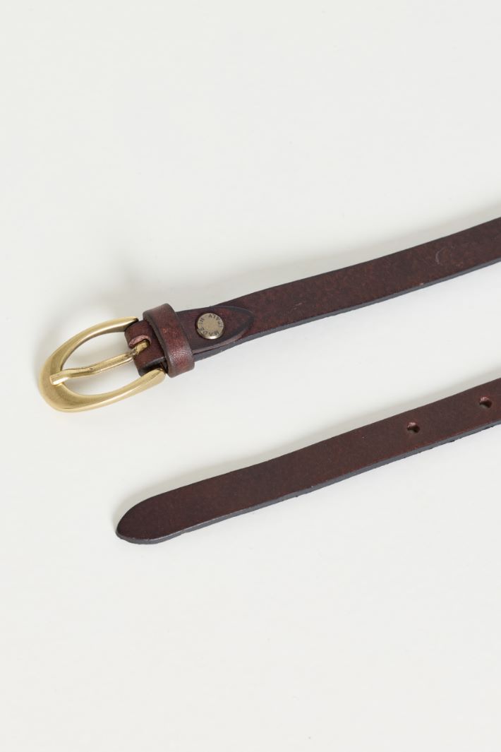 Cintura sottile in pelle - MARRONE - Intrend - 2