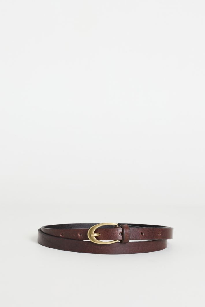 Cintura sottile in pelle - MARRONE - Intrend