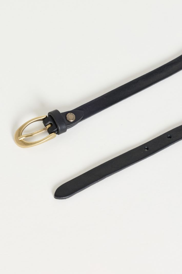 Cintura sottile in pelle - NERO - Intrend - 2