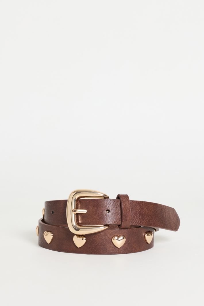 Cintura con borchie a cuore - MARRONE - Intrend