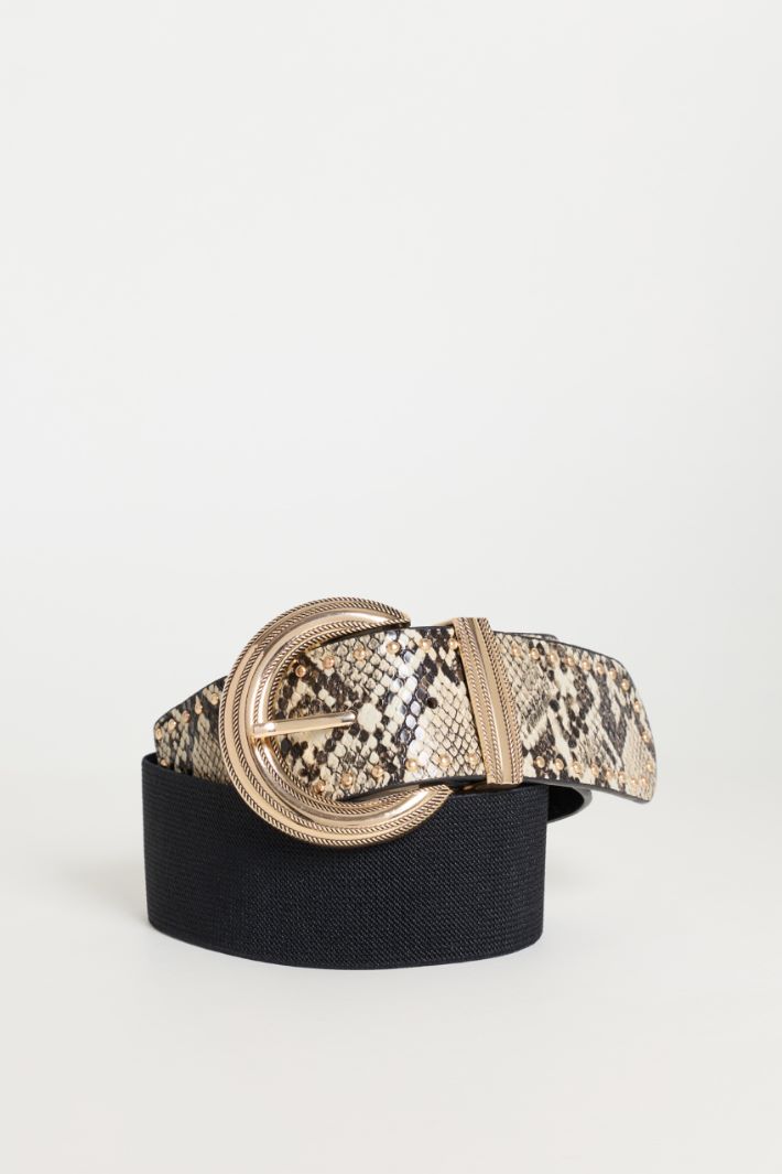 Cintura in tessuto spalmato con borchie - ANIMALIER - Intrend