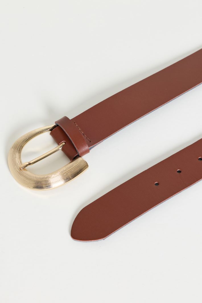 Smooth leather belt - BROWN - Intrend - 2
