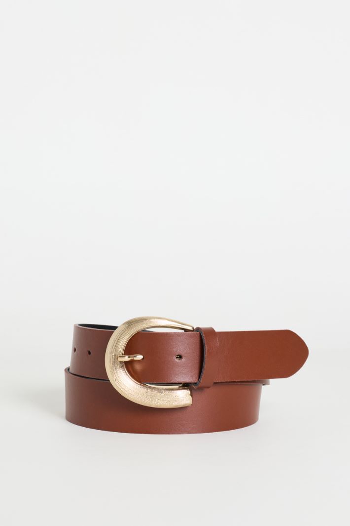 Smooth leather belt - BROWN - Intrend