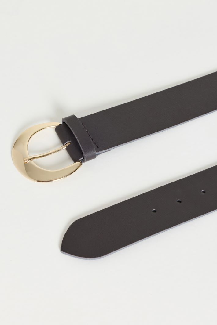 Tumbled leather belt - BROWN - Intrend - 2