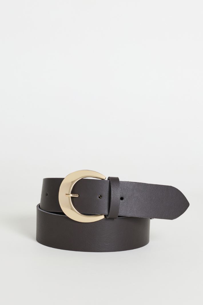 Tumbled leather belt - BROWN - Intrend