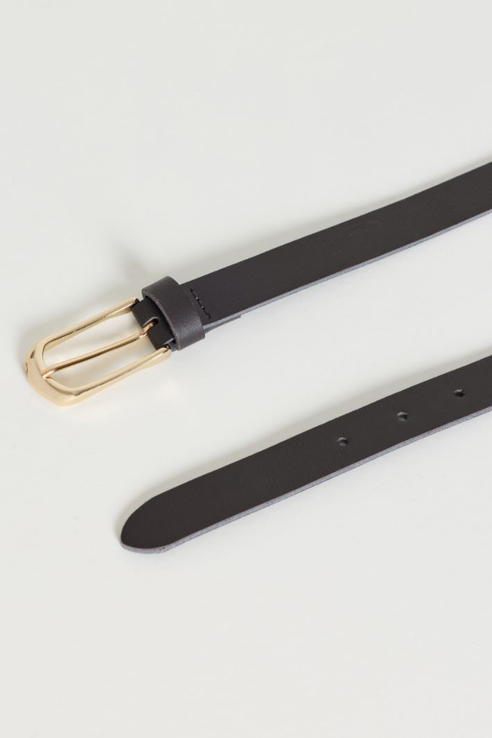 Smooth leather belt - BROWN - Intrend - 2