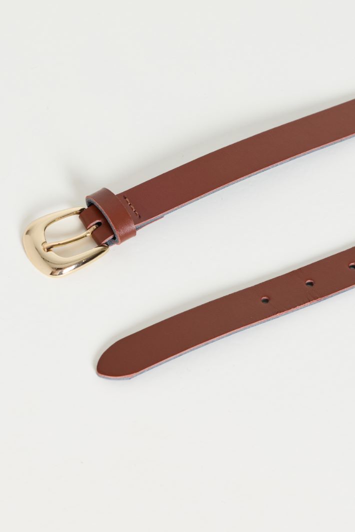 Smooth leather belt - BROWN - Intrend - 2