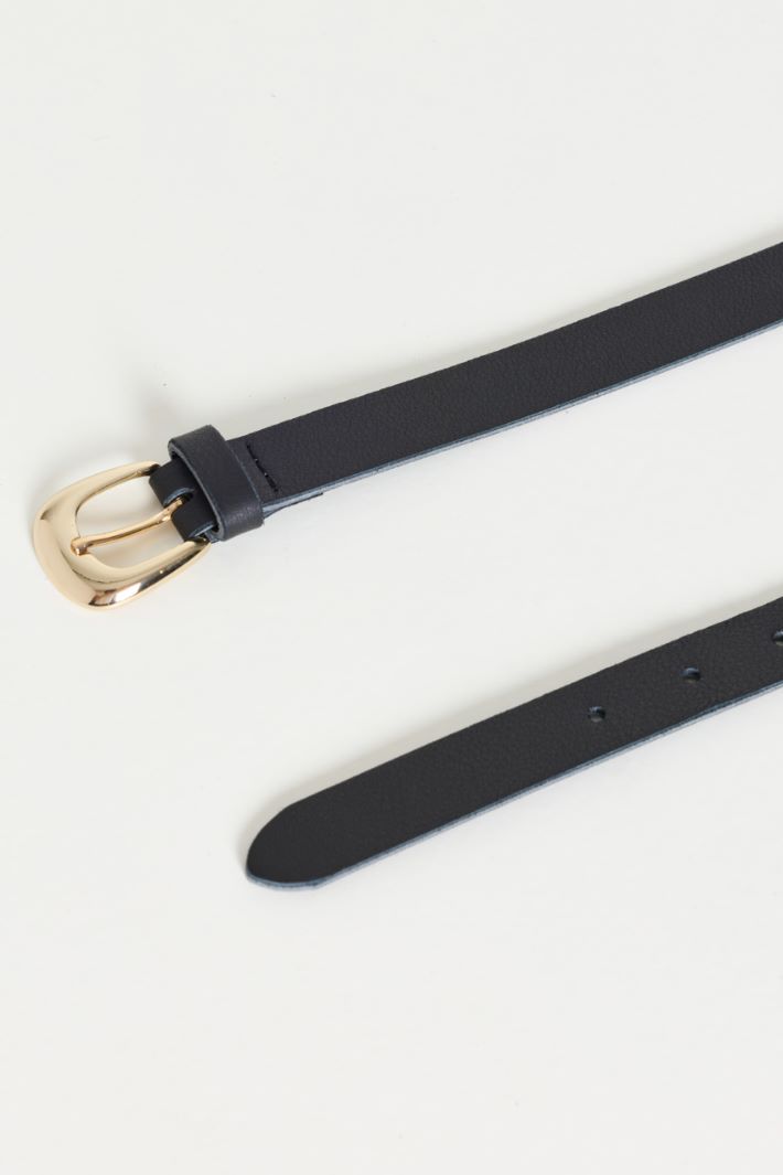 Smooth leather belt - BLACK - Intrend - 2