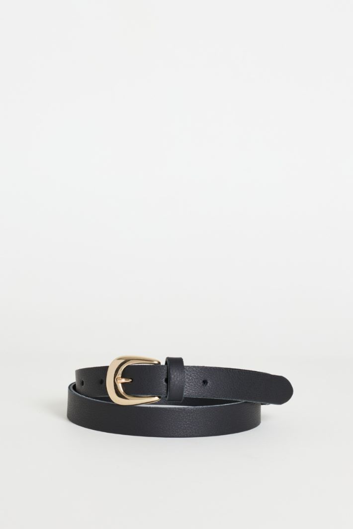 Smooth leather belt - BLACK - Intrend