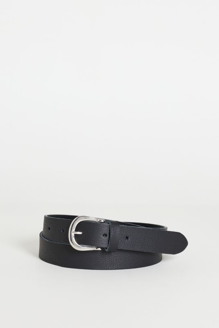 Tumbled leather belt - BLACK - Intrend