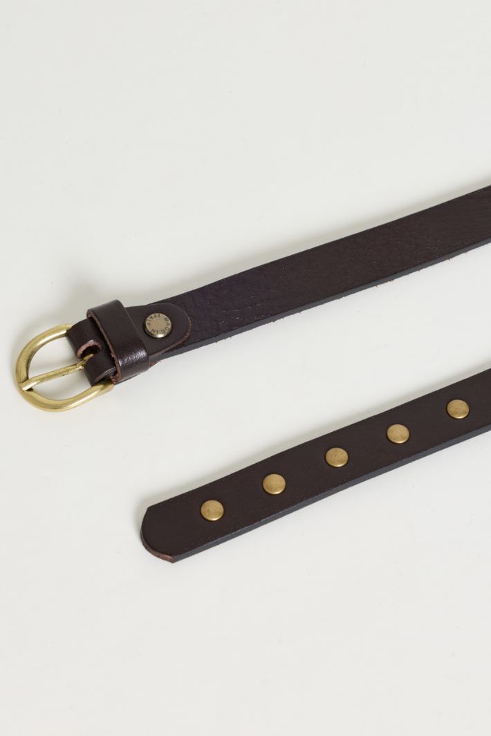 Slim belt with round studs - BROWN - Intrend - 2