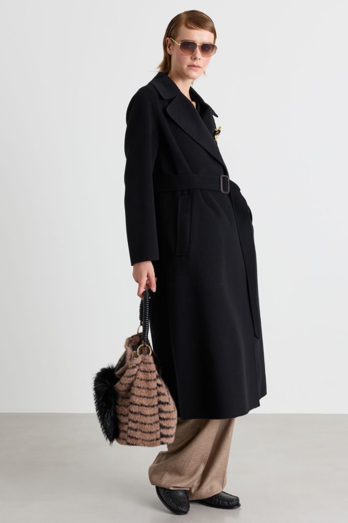 Bag with a Contrasting Panel - BROWN BLACK - Intrend - 5