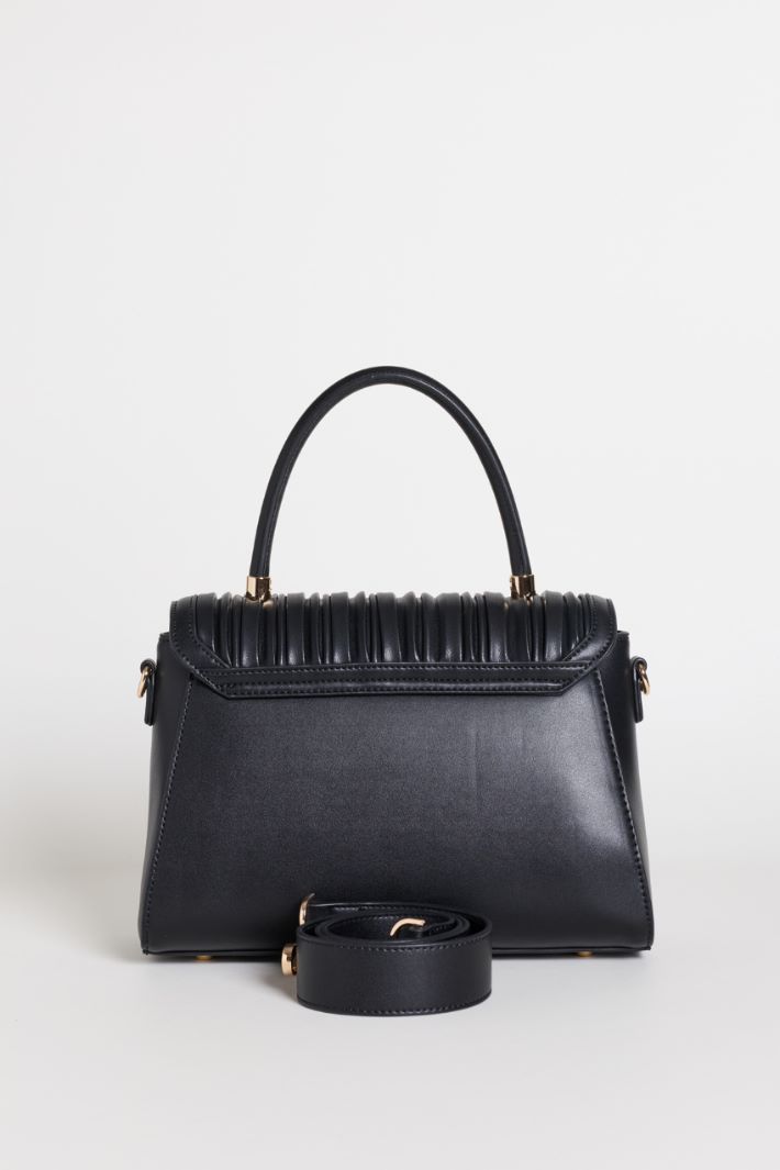 Ribbed Handbag - BLACK - Intrend - 3