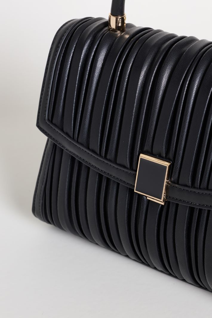 Ribbed Handbag - BLACK - Intrend - 4
